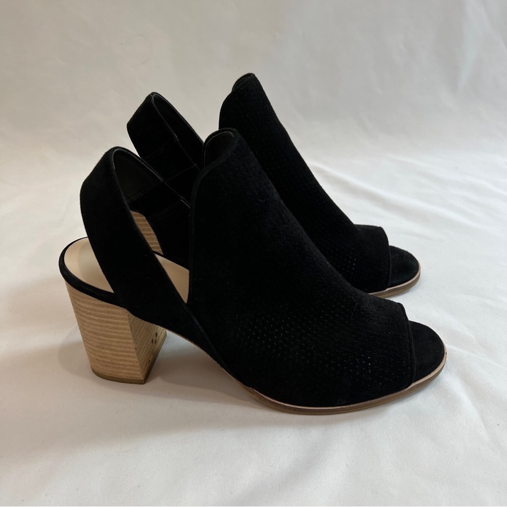 Cole Haan Grand Callista Suede Open Toe Slingback Perforated Booties